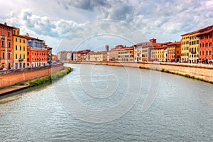 Arno river in Pisa, Tuscany, Italy.