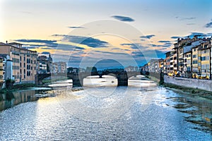 Arno River Ponte Santa Trinita Evening Florence Italy