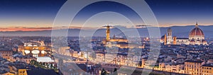 Arno River and Ponte Vecchio at sunset, Florence