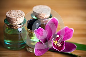 Aroma bottles and orchid