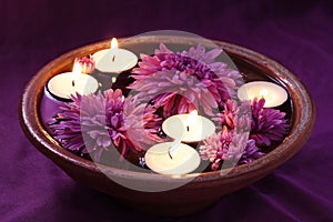Aroma Bowl with Candles and Flowers