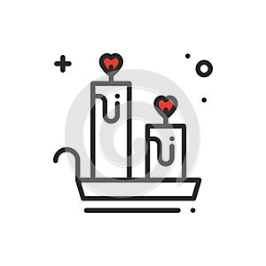 Aroma candle line icon. Heart sign and symbol. Love romantic spa aromatherapy aroma wellness relaxation theme.