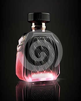 Aroma of Perfection: Exquisite Perfume Bottle with Golden and Colorful Details, Created by Generative AI