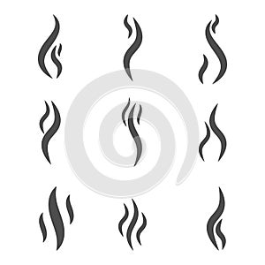 Aroma smell icon. Set of smoke vector icon. Smoke, steam, aroma, smell.