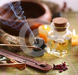 Aroma sticks in the spa salon