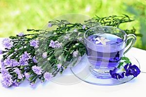 Aroma violet tea and blossoms