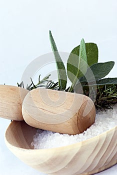 Aromatherapy - bath salt, sage and rosemary