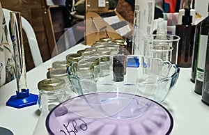 Aromatherapy class - laboratory equipment.