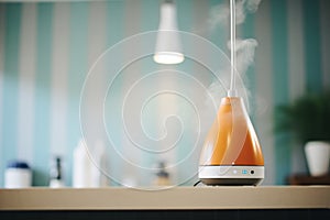 aromatherapy diffuser emitting steam in a therapy room
