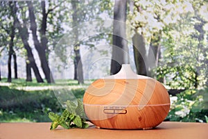 Aromatherapy with a diffuser and mint