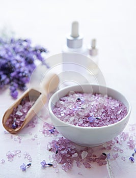 Aromatherapy lavender bath salt and massage oil