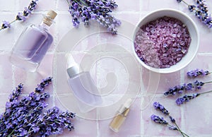 Aromatherapy lavender bath salt and massage oil