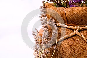 Aromatherapy: lavender flowers and basket