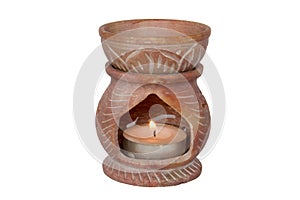 Aromatherapy oil burner on white background