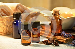 Aromatherapy oils in candle light