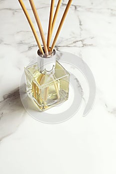 Aromatherapy reed diffuser air freshener with text space below