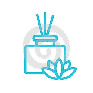 Aromatherapy relaxation icon with scent diffuser and lotus. Spa.