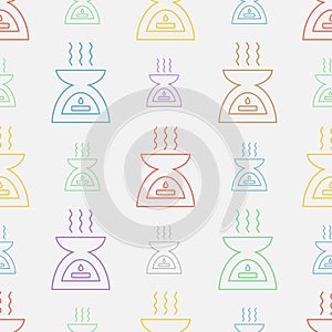 Aromatherapy seamless pattern with diffuser . Essential Oil line icon. Vector illustration.