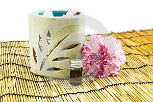 Aromatherapy Spa concept with pink carnation