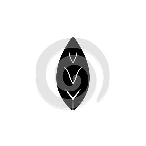 Aromatic Bay Laurel Leaf, Aroma Spice. Flat Vector Icon illustration. Simple black symbol on white background. Aromatic Bay Laurel