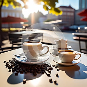 Aromatic Beginnings: Morning Coffee with a Captivating Landmark Background