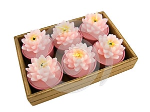 Aromatic candle for aromatherapy on white