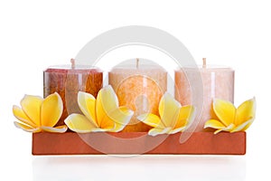 Aromatic candles with frangipani