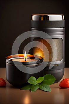 Aromatic candles lit, decorating and brightening the sophisticated environment. Generative AI_36