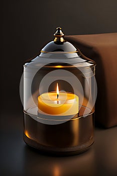 Aromatic candles lit, decorating and brightening the sophisticated environment. Generative AI_36