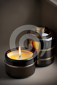 Aromatic candles lit, decorating and brightening the sophisticated environment. Generative AI_36