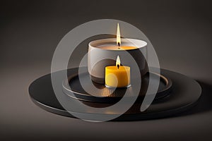 Aromatic candles lit, decorating and brightening the sophisticated environment. Generative AI_36