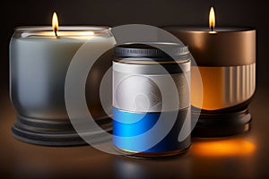 Aromatic candles lit, decorating and brightening the sophisticated environment. Generative AI_36