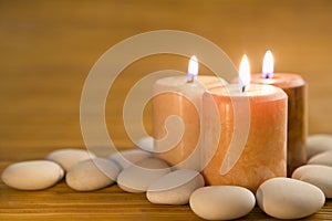 Aromatic candles and stones photo