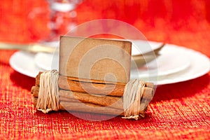 Aromatic christmas place setting place with card