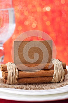 Aromatic christmas place setting place with card