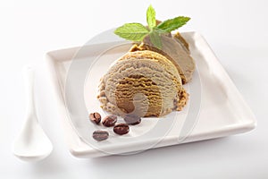 Aromatic coffee ice-cream serving photo