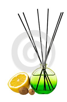 Aromatic diffuser with citrus lemon scent isolated on white