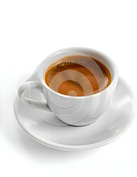 Aromatic espresso in a simple white ceramic cup