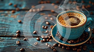 Aromatic Fresh Brewed Coffee in a Blue Mug