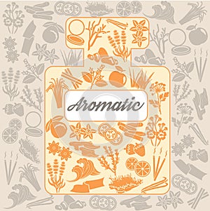 Aromatic herbs and plants background design