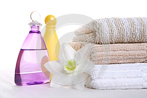 Aromatic oil, shampoo and towel
