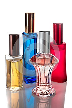 Aromatic Perfume bottles on white