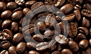 Aromatic roasted coffee beans background