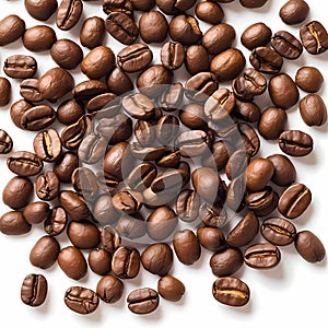 Aromatic Roasted Coffee Beans on White Background