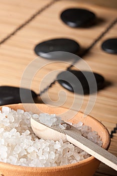 Aromatic salt in stone bowl