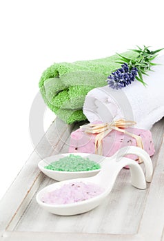 Aromatic soap and bath salt photo