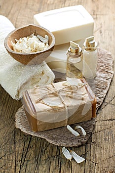 Aromatic spa set with soap and herbs