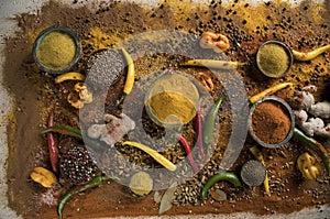 Aromatic spices and Still Life background