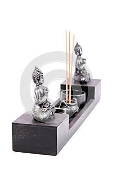 Aromatic sticks and lord budhha idols photo