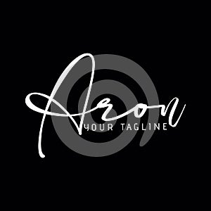Aron Beauty white signature name logo design photo